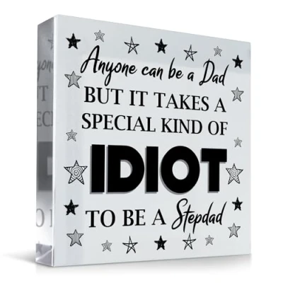 Image of Red Ocean Funny Joke Step Dad Fathers Day For Stepdad Birthday Gift Clear Block From Daughter Son Thank You Him