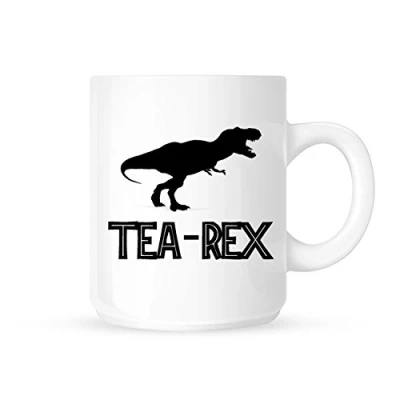 Image of DottsMusic Ceramic Mug, 11.0 oz, Coffee Cup, Dinosaur Theme Tea Rex Silhouette Design, Leak Proof, Microwave &amp; Dishwasher Safe, Great Gift Idea