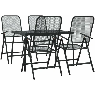 Image of vidaXL 5 Piece Garden Dining Set Anthracite Metal Mesh