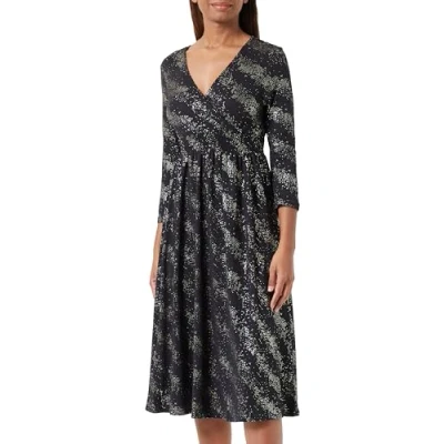 Image of ONLY Women&#039;s Onlnew Pella L/S Foil Wrap Dress JRS, Black/Detail: drizzling dots Gold, XL