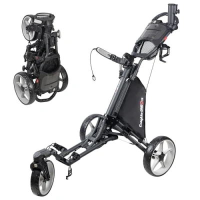 Image of Caddytek Unisex Caddylite One Swivel V8, Dark Grey Golf Push Cart Trolley, Black