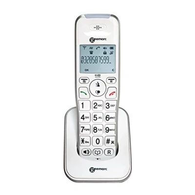 Image of Geemarc Amplidect 295 HS Additional Handset for Range with Extra Large Buttons Main Base Unit Required Low to Medium Hearing Loss Aid Compatible UK Version, White