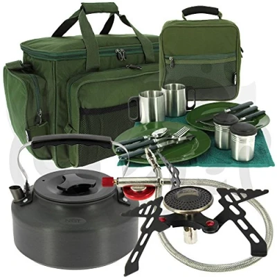 Image of NGT Carp Fishing &amp; Camping Cutlery Cooking Set with Gas Stove, Kettle + Carryall