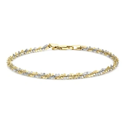 Image of Carissima Gold Women&#039;s 9 ct 2 Colour Twist Bracelet of Length 18 cm/7 inch