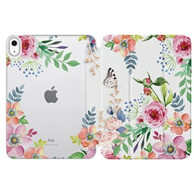 Image of MoKo Case for iPad 10th Generation 2022, 10.9 inch Case, Soft TPU Translucent Frosted Back Cover Slim Shell Protective with Adjustable Angles, Auto Wake/Sleep, Fragrant Flowers