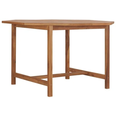 Image of vidaXL Garden Dining Table Ø110x75 cm Round Design Solid Teak Wood Water Resistant and Durable Classic Look Perfect for Garden, Patio or Kitchen Settings