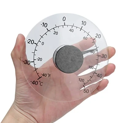 Image of Outdoor Indoor Thermometer, Self Adhesive Window Temperature Transparent Monitoring Thermometer 40 to +50℃ Stick on Door for Swimming Pool, Kitchen, Garden