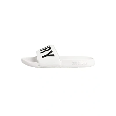 Image of Superdry CODE CORE Pool slides, Women&#039;s, Size: Medium, Optic black Rubber/textile