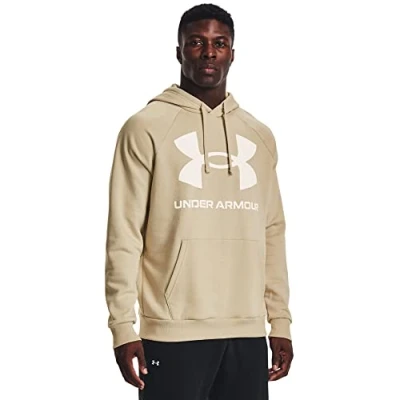 Image of Under Armour Mens Fleeced Logo Hoodie Brown L