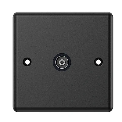 Image of Matt Black Classical 1 Gang TV Socket Insert Aerial Coaxial Female