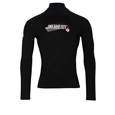 Image of Two Bare Feet Adults Thermal Fleece Lined Rash Vest Long Sleeve UV Protection Surf Base Layer, Wetsuit Swimming Tops for Surfing (Black, 3XL)