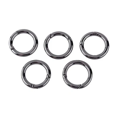 Image of 5PCS Zinc Alloy Round Carabiner, Spring Snap Clips Hook Keychain Open Keyring Buckle 28mm Black
