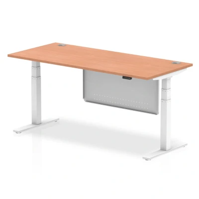 Image of Air 1800x800 Height Adjustable Desk Beech CP White Leg Modesty Panel