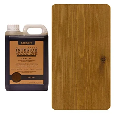 Image of Littlefair&#039;s Wood Stain Water Based 2.5 LTR Indoor Furniture Light &amp; Dark Finishes Special Non Toxic Eco Friendly Formula for Crafts Colour: Oak