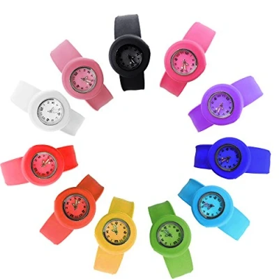 Image of HSW Slap on Silicone Quartz Watch Number Fashion Sports Bracelet for Child Boy Girl Lady Woman Man Unisex Snap Children Watches, White, S, Strap, Strap