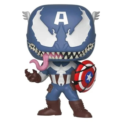 Image of Funko POP! Bobble: Marvel: Marvel Venom: Venom Captain America Collectable Vinyl Figure Gift Idea Official Merchandise Toys for Kids &amp; Adults Comic Books Fans Model Collectors
