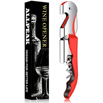Image of Allpeak Bottle Opener Wine Corkscrew 1 Pc Multi Purpose Opener, Corkscrews Waiters Friend, Beer Cork Screw Red