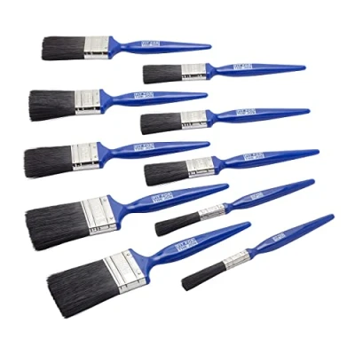 Image of Fit For The Job No Bristle Loss 10 Piece DIY Paint Brush Set A Smooth Finish with Emulsion, Gloss &amp; Satin Paints on Walls, Ceilings, Furniture, Wood Metal 2x 0.5&quot;, 3x 1&quot;, 1.5&quot;, 2&quot; Brushes