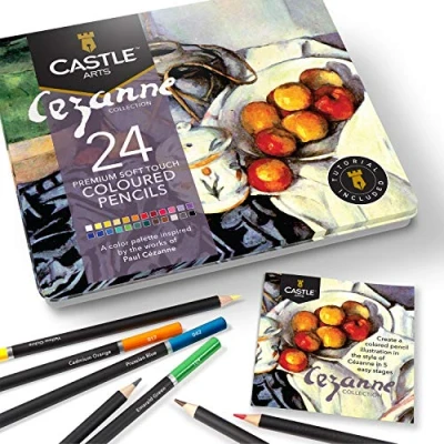 Image of Castle Art Supplies 24 Cezanne Inspired Coloured Pencils Set for Adults Artists Ideal Sketching Colouring Drawing quality smooth cores Superior blending layering performance achieving results