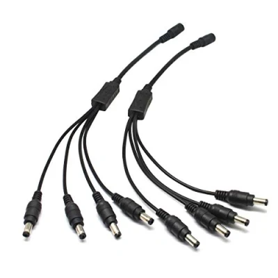 Image of Security 01 2 Pack 1 to 4 Way DC Power Splitter Cable Pigtail, Plug 5.5mm x 2.1mm