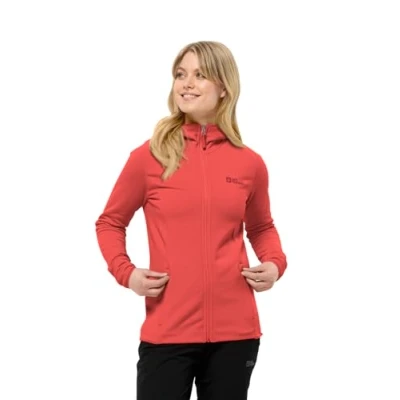 Image of Jack Wolfskin Women&#039;s Baiselberg Hooded Fz W Fleece Jacket, Vibrant red, XL