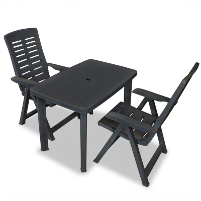 Image of vidaXL 3 Piece Bistro Set Plastic Anthracite