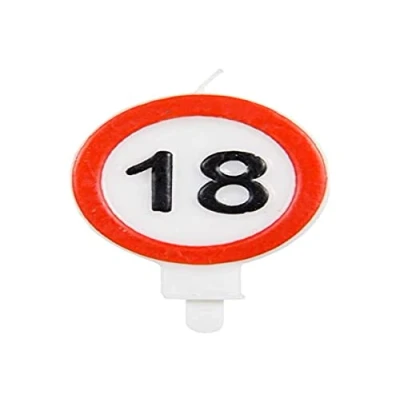 Image of Folat 62618 18th Birthday Traffic Sign Candle, Multi Colors
