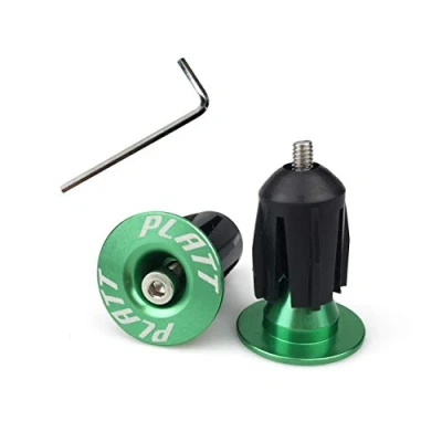 Image of PLATT Bike Bar End Plugs Aluminum MTB Road BMX Handlebar Caps (Green,1 Pair)