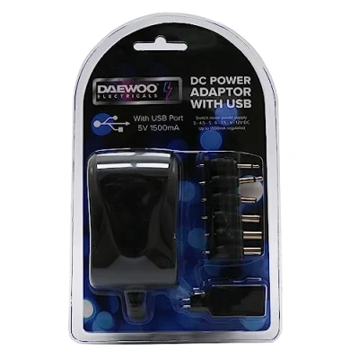 Image of Daewoo 1500 mA AC/DC Adaptor, Black