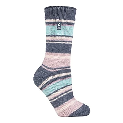 Image of HEAT HOLDERS Ladies Thermal Socks for Winter Outdoor &amp; Indoor Cuddly Fluffy Gifts Women (4 7, Denim (Palma))
