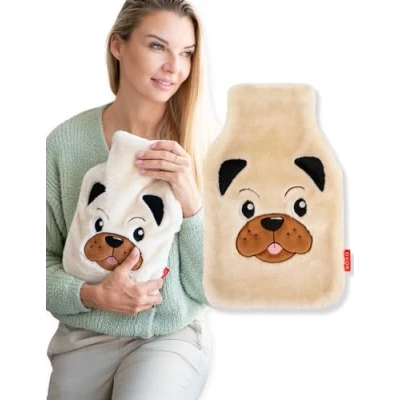 Image of soxo Plush Hot Water Bottle Cover Hand Warmer Neck Period Back Pain Relief Kids Bottles Dog 2
