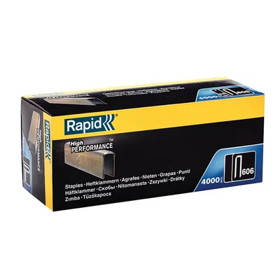 Image of Rapid High Performance Staples for Dense Materials, Narrow Crown No. 606, Leg Length 18mm, Staple Gun Staples, Resin Coated Galvanised Steel, 4000 Pieces, Boxed (11897602)