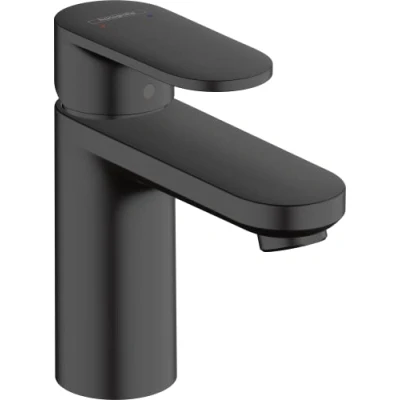 Image of hansgrohe basin mixer tap Vernis Blend, with spout height 100mm, water saving (EcoSmart), without waste set, matt black, 71580670