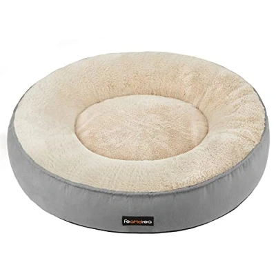 Image of Feandrea Dog Bed, Doughnut Cat Round, 60 cm Dia., Light Grey