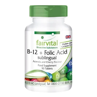 Image of Fairvital B 12 and folic Acid sublingual Bulk Pack for 3 Months 90 Tablets