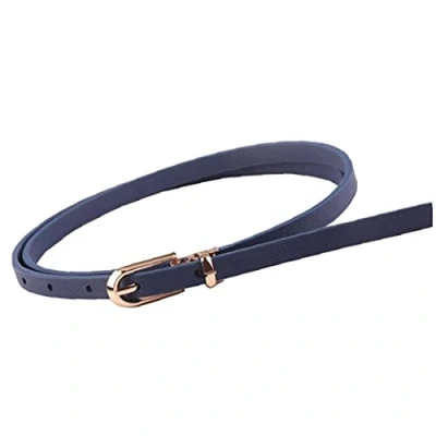 Image of TOSSPER Skinny Belt Color Slender Waistband Thin Leather Waist Strap for Dress Paints Women&#039;s Casual Decor(navy Blue)