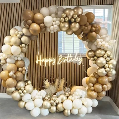 Image of Brown Balloon Arch Kit 167pcs Garland With Beige Balloons Metallic Gold Balloons, Party For Birthday Party, Baby Shower, Wedding Decorations, Engagement