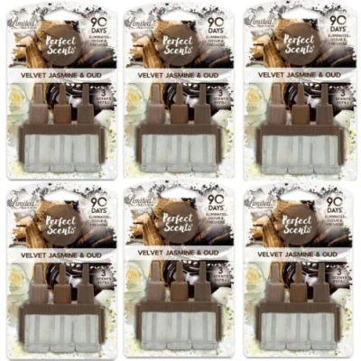 Image of Perfect Scents 6 x 3 Refill Air Freshener Compatible with 3volution Velvet Jasmine and Oud360ml,Brown