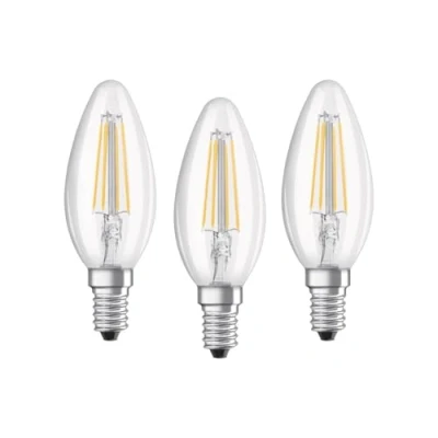 Image of OSRAM LED base Classic B / lamp in candle shape with E14 not dimmable replacement for 40 Watt filament style clear cool white 4000 Kelvin pack of 3