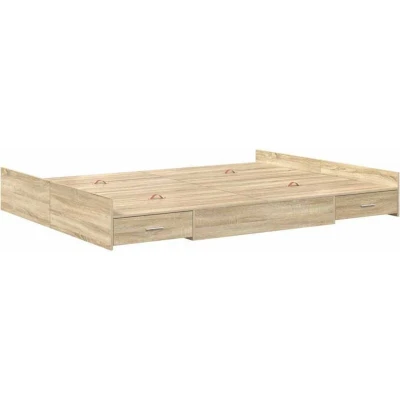 Image of vidaXL Storage Bed Frame with Drawer Sonoma oak 135 x 190 cm Melamine