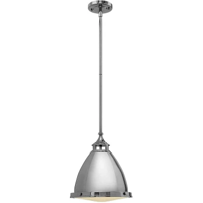 Image of Amelia 1 Light Medium Dome Ceiling Pendant Polished Nickel, E27