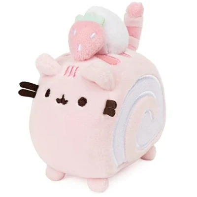 Image of GUND Roll Cake Pusheen Sweet Dessert Squishy Plush Stuffed Animal Cat and Satisfyingly Stretchy Fabric, for Ages 8 Up, Pink Purple, 4