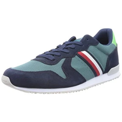 Image of Tommy Hilfiger Men Iconic Seasonal Mix Runner Cupsole Trainers, Green (Frosted Green), 42 EU