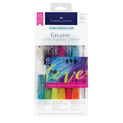 Image of Faber Castell Gelatos Colors Set, Iridescents Water Soluble Pigment Crayons 15 Iridescent