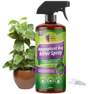Image of House Plant Bug Killer Spray 200ml Natural Insecticide for Indoor &amp; Outdoor Plants Kills Aphids, Spider Mites, Whiteflies, Thrips Other Pests Home Garden Ready to use