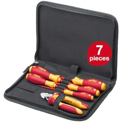 Image of Electrician&#039;s tool set (33969), screwdriver, diagonal cutters, 6 pcs. in bag Wiha