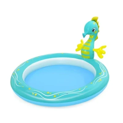 Image of Bestway Seahorse Sprinkler Paddling Pool Kids Swimming Pool, Inflatable Outdoor Garden Ages 6+