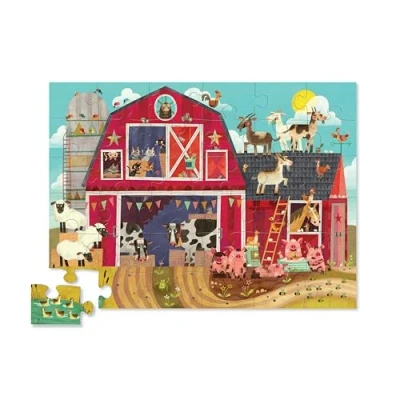 Image of Crocodile Creek Barnyard Buddies 36 Piece Jigsaw Floor Puzzle with Heavy Duty Box for Storage, Large 20&quot; x 27&quot; Completed Size, Designed Kids Ages 3 Years and up
