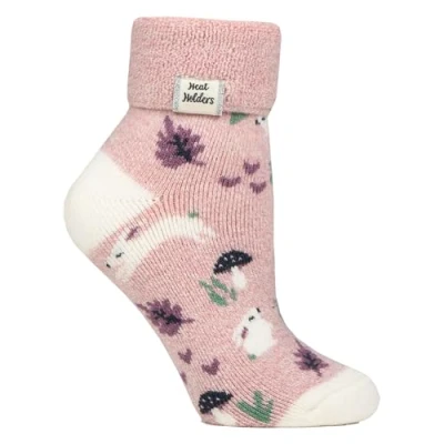 Image of HEAT HOLDERS Ladies Cosy Socks with Turn Over Cuff Warm Fluffy Lounge for Winter (UK, Numeric, 4, 8, Regular, Pink Bunnies)