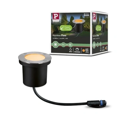 Image of Paulmann 94716 Plug &amp; Shine LED outdoor luminaire recessed Floor insect friendly IP67 2200K 4.5W anthracite round gold light metal